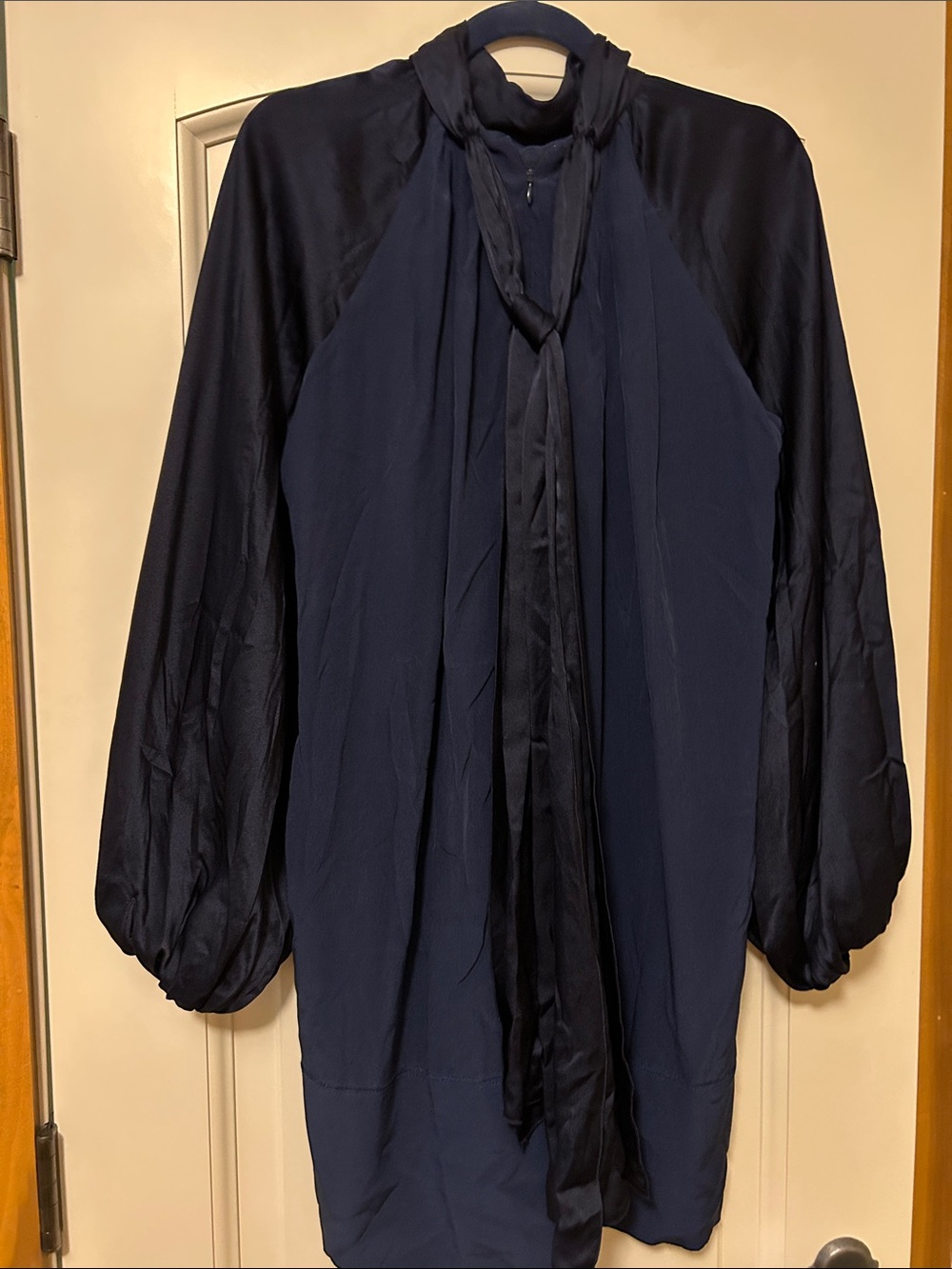 RACHEL Rachel Roy Navy Long-Sleeve Tie-Neck Dress